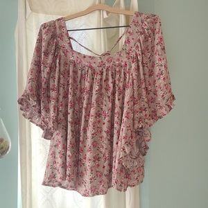 Beautiful Dusty Lavender and Pink Boho Top by Easel Los Angeles Sz M